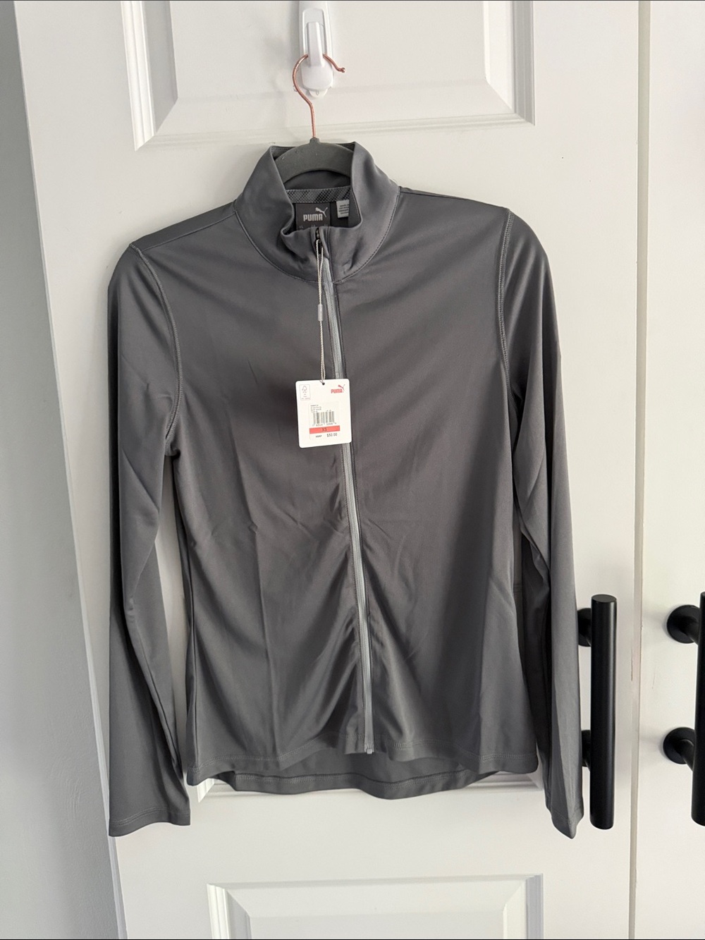 Puma Women's Charcoal Gray Full-Zip Bomber Jacket